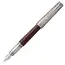 PARKER Premier Medium 18K Gold Nib Fountain Pen Custom Crimson Red Silver Trim Black Ink, 2 image