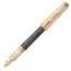 PARKER Premier Medium 18K Gold Nib Fountain Pen Custom Storm Grey Gold Trim Black Ink, 2 image