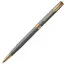 PARKER Sonnet Slim Medium Ballpoint Pen Chiselled Silver Gold Trim Black Ink, 2 image