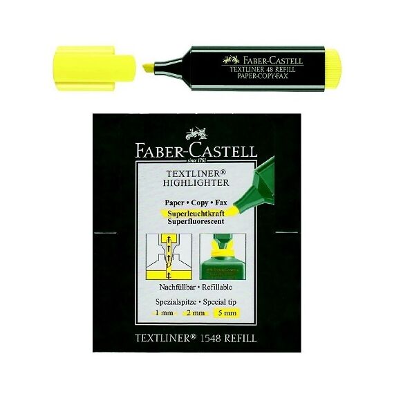 قلم تظليل، فابر كاستل، راس مشطوف 1-5 مل، اصفر, 10 حبة/علبة