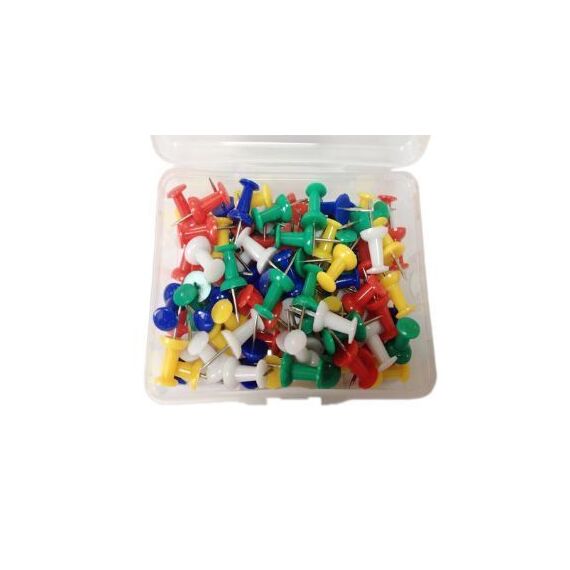 Clips, Push Pin, Metal/Plastic, Assorted Color, 100 PC/Pack
