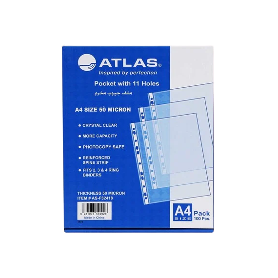 ملف عرض التقارير، روكو، حافظة اوراق مخرمة، A4، شفاف