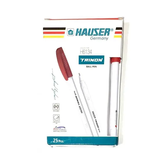 Pen, HAUSER, Ball Pen, 0.7mm, Red, 25 PC/Pack