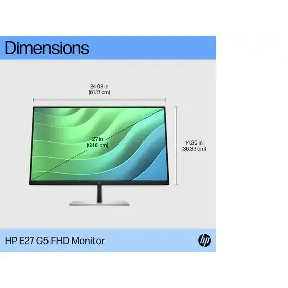 شاشة HP بدقة عالية مقاس 27 بوصة IPS E27 G5 FHD (6N4E2AA)