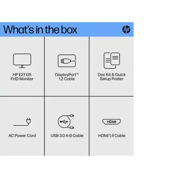 شاشة HP بدقة عالية مقاس 27 بوصة IPS E27 G5 FHD (6N4E2AA)