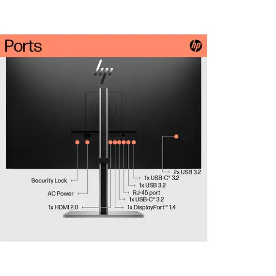 شاشة HP بدقة فائقة مقاس 32 بوصة E32k G5 4K USB-C IPS  (6N4D6AA)