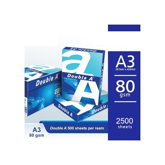 Double A Multi-Use Paper Premium 80gsm A3 (5 ream/box)